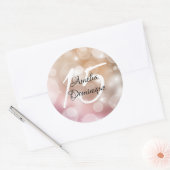 Blush Pink Bokeh Quinceanera Runder Aufkleber (Umschlag)