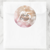 Blush Pink Bokeh Quinceanera Runder Aufkleber (Tasche)