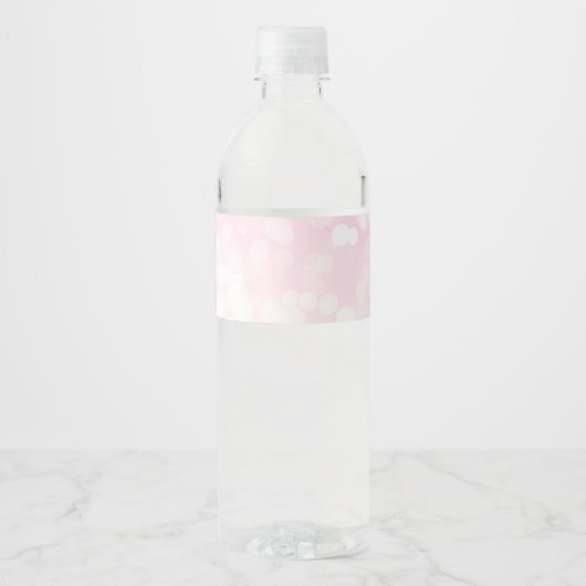 Blush Pink Bokeh Wasser Flasche Labels Wasserflaschenetikett (Vorderseite)
