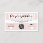 Blush Pink Border Logo Kundenbestellung Vielen Dan Visitenkarte (Vorderseite)