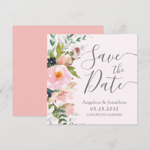 Blush Pink Botanical Bloral Grau Save The Date