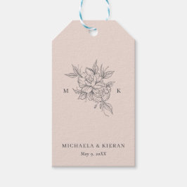 Blush Pink Botanical Monogram Wedding Geschenkanhänger