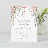 Blush Pink Botanical Watercolor Wildblume Hochzeit Einladung (Stehend Vorderseite)