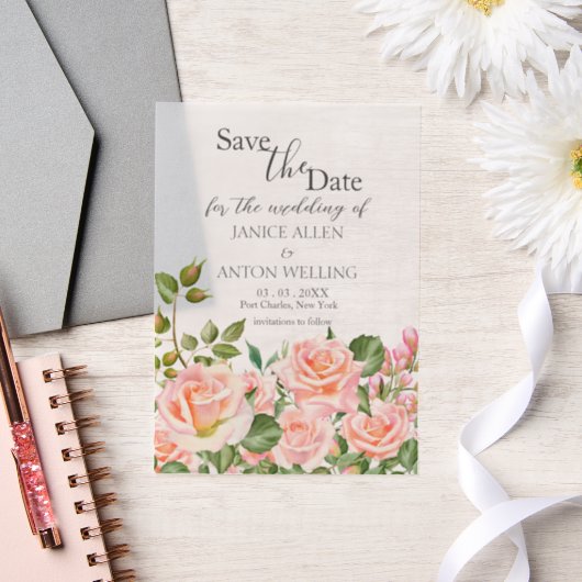 Blush Pink Botanische Hochzeit Speichern Sie das D Pergament Einladungen (Hochzeit)