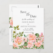 Blush Pink Botanische Hochzeit Speichern Sie das D Postkarte (Vorne/Hinten)
