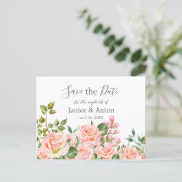 Blush Pink Botanische Hochzeit Speichern Sie das D Postkarte