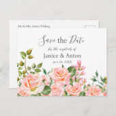 Blush Pink Botanische Hochzeit Speichern Sie das D Postkarte (Vorne/Hinten)