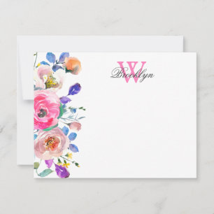Blush Pink Botanische Mit Monogramm Karte