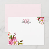 Blush Pink Botanische Mit Monogramm Karte (Vorne/Hinten)