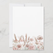 Blush Pink Botanische Pampas Floral Boho Hochzeit Einladung (Rückseite)