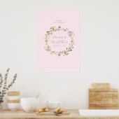 Blush Pink Botanischer Kranz Begrüßungszeichen Poster (Küche)