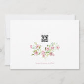 Blush Pink Botanischer Kranz QR Save The Date (Rückseite)