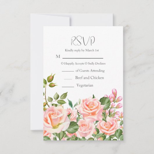 Blush Pink Botanischer QR Code Hochzeit RSVP Karte (Vorderseite)
