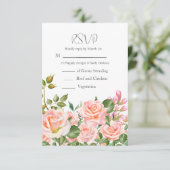 Blush Pink Botanischer QR Code Hochzeit RSVP Karte (Stehend Vorderseite)