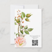 Blush Pink Botanischer QR Code Hochzeit RSVP Karte (Rückseite)
