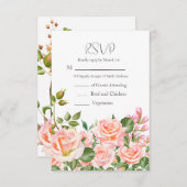Blush Pink Botanischer QR Code Hochzeit RSVP Karte (Vorne/Hinten)