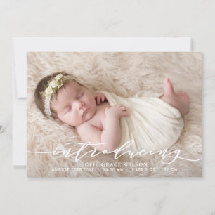 Blush Pink Botanisches Foto Geburtsankündigung I Ankündigung