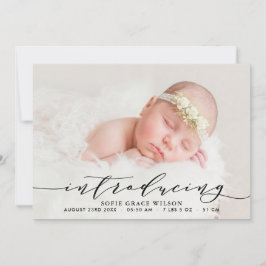 Blush Pink Botanisches Foto Geburtsankündigung II Ankündigung