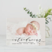 Blush Pink Botanisches Foto Geburtsankündigung II Ankündigung (Stehend Vorderseite)