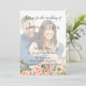 Blush Pink Botanisches Foto QR Code Hochzeit Einladung (Stehend Vorderseite)