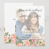 Blush Pink Botanisches Foto QR Code Hochzeit Einladung (Vorne/Hinten)