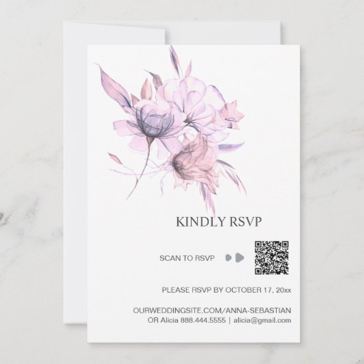 *~* Blush Pink Bouquet UAWG QR AR15 Blumenmuster Einladung (Rückseite)