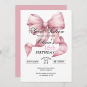 Blush Pink Bow 16 . Geburtstag Geburtstag Einladung (Vorne/Hinten)