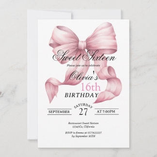 Blush Pink Bow 16 . Geburtstag Geburtstag Einladung