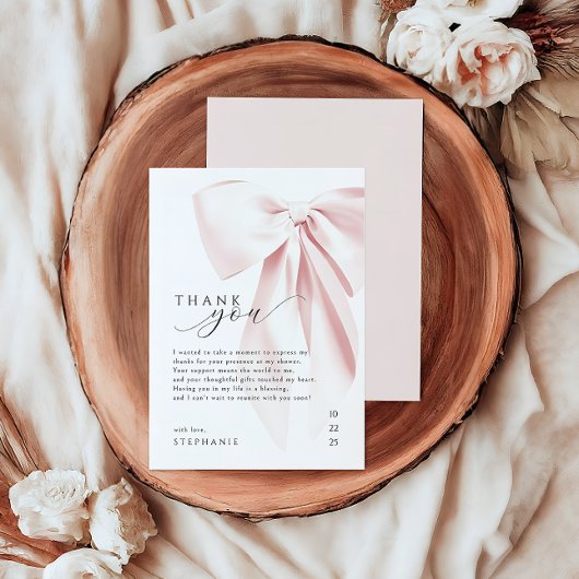 Blush Pink Bow Baby Dusche Danke Karte