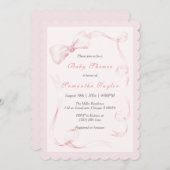 Blush Pink Bow Baby Dusche Einladung (Vorne/Hinten)