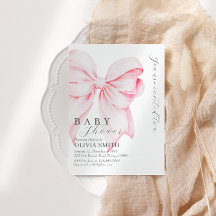Blush Pink Bow Baby Dusche Einladung