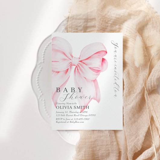 Blush Pink Bow Baby Dusche Einladung