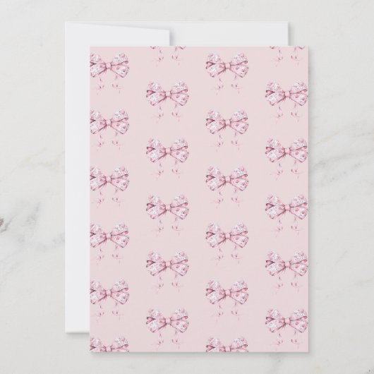 Blush Pink Bow Baby Dusche Einladung (Rückseite)