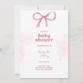 Blush Pink Bow Baby Dusche Einladung (Vorderseite)