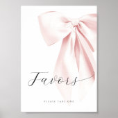 Blush Pink Bow Baby Dusche Favorit Tischschild Poster (Vorne)