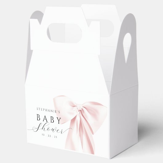 Blush Pink Bow Baby Dusche Geschenkschachtel (Geöffnet)