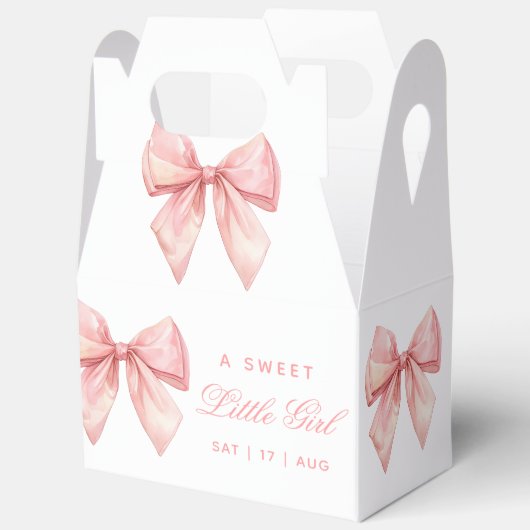 Blush Pink Bow Baby Dusche Geschenkschachtel (Offen)