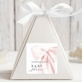 Blush Pink Bow Baby Dusche Quadratischer Aufkleber