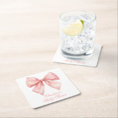 Blush Pink Bow Baby Dusche Rechteckiger Pappuntersetzer (Vor Ort)