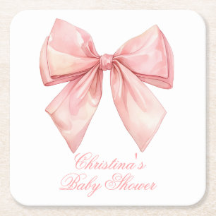 Blush Pink Bow Baby Dusche Rechteckiger Pappuntersetzer