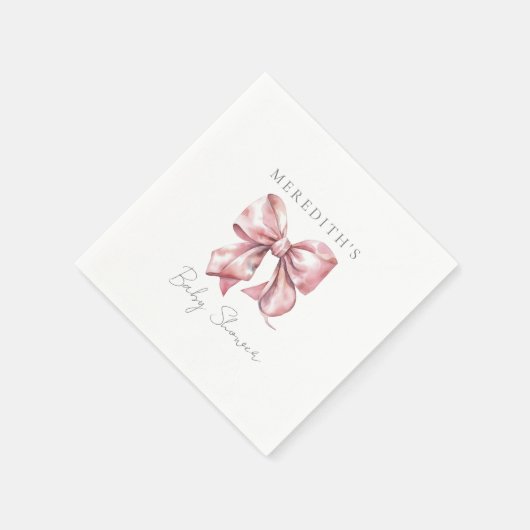 Blush Pink Bow Baby Dusche Serviette (Ecke)