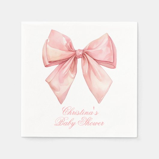 Blush Pink Bow Baby Dusche Serviette (Vorderseite)