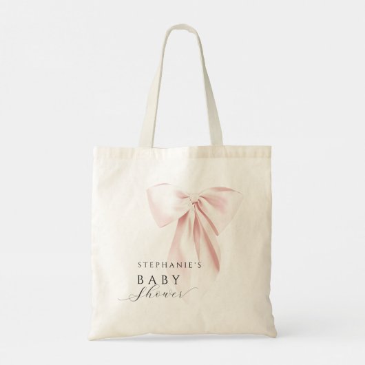 Blush Pink Bow Baby Dusche Tragetasche (Rückseite)