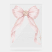 Blush pink Bow baby Girl Baptism Welcome Acrylschild (Vorderseite)