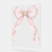 Blush pink Bow baby Girl Baptism Welcome Acrylschild (Winkel)