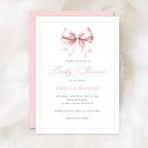 Blush Pink Bow Baby Girl Elegante Babydusche