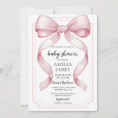 Blush Pink Bow Baby Shower Invitation Editable Ele Einladung (Vorderseite)