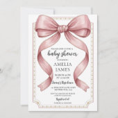 Blush Pink Bow Baby Shower Invitation Editable Ele Einladung (Vorderseite)