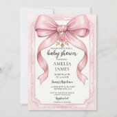 Blush Pink Bow Baby Shower Invitation Editable Ele Einladung (Vorderseite)