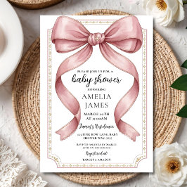 Blush Pink Bow Baby Shower Invitation Editable Ele Einladung